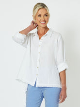 Load image into Gallery viewer, Ruffle Hem Linen Shirt - White