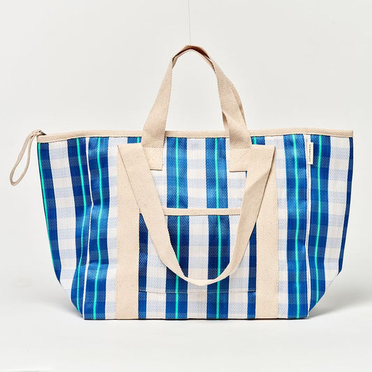 Recycled Nylon Cooler Tote Bag La Mer Blue Neon