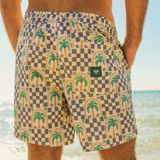 Palm Check Party Everyday Shorts in White