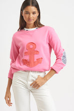 Load image into Gallery viewer, Frayed Anchor Cotton Sweatshirt - Hot Pink/ Portsea Red