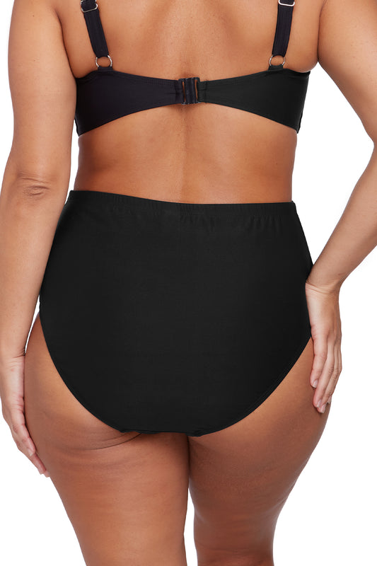 Hues Rouched Side High Waist Pant Black