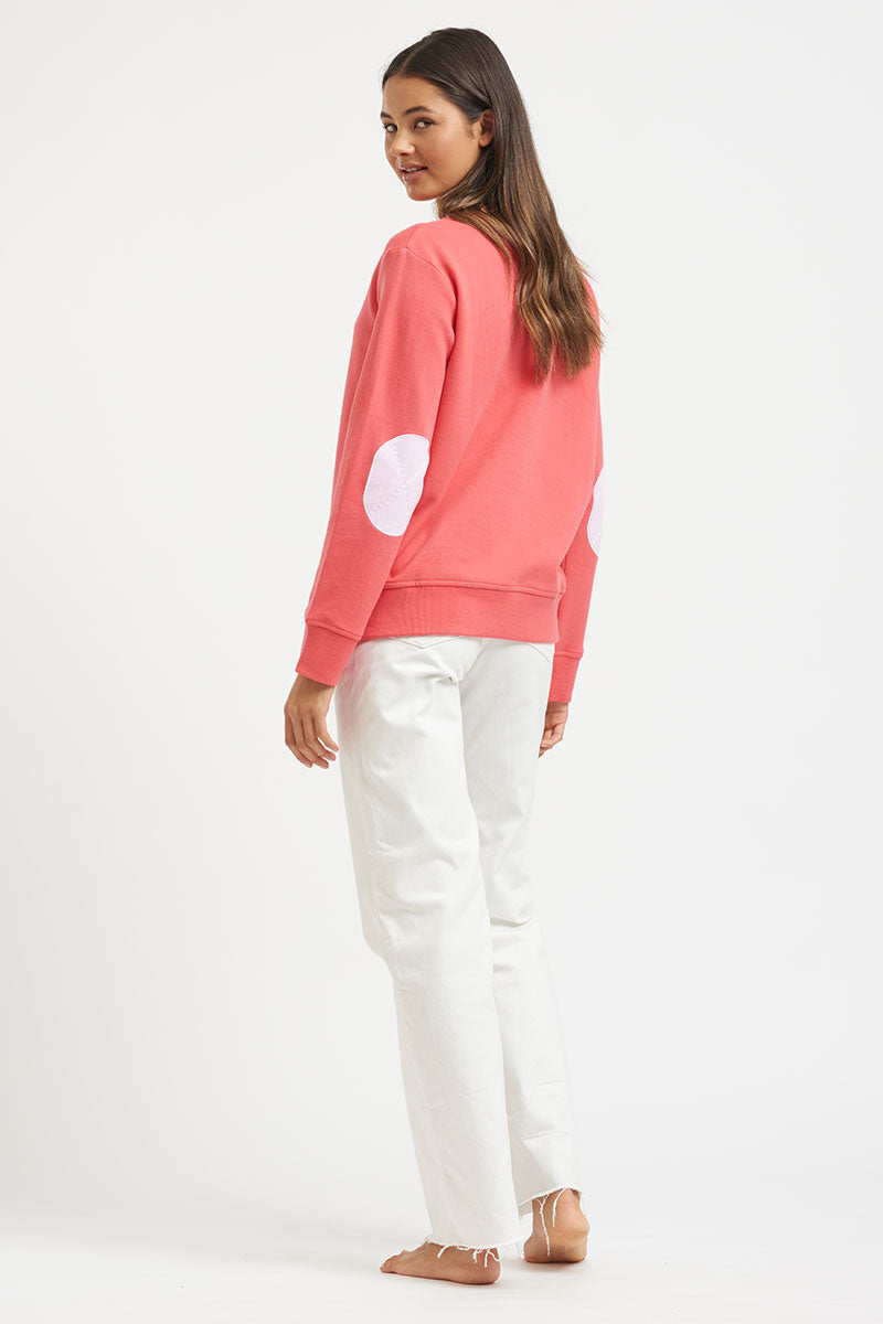 Classic Cotton Sweatshirt - Portsea Red & Powder Pink