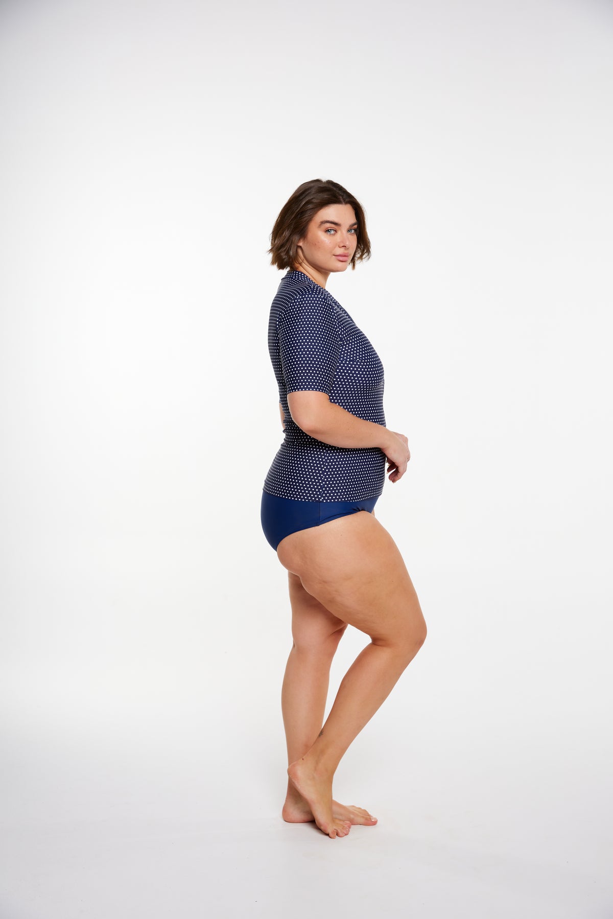 Short Sleeve Rash Vest Navy and White Dots
