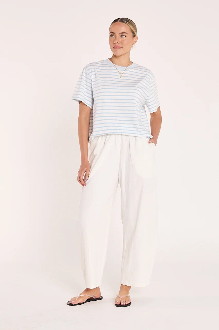 Carter Tee - White Blue Stripe