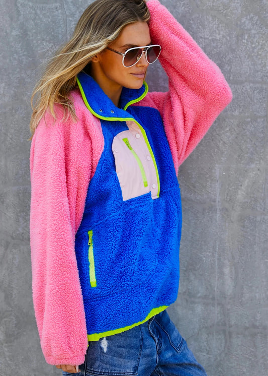 Vintage Polar Fleece Hot Pink/Royal