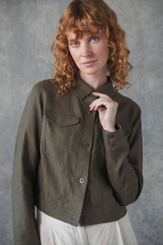 Milly Linen Jacket Khaki