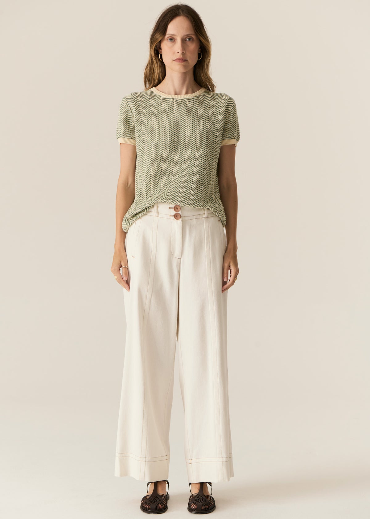 Carsen Full Length Pant Ecru