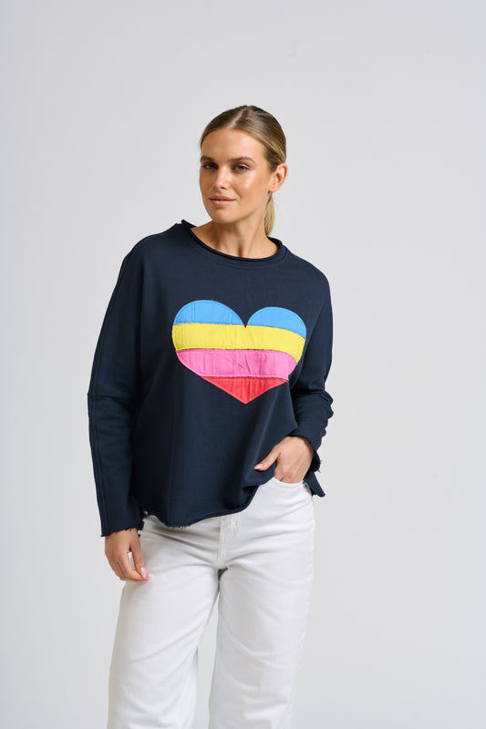 Amore Raw Sweatshirt - Navy / Heart