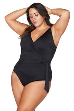 Load image into Gallery viewer, Hues Hayes D / DD Cup Underwire One Piece Swimsuit - Black