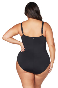 Hues Hayes D / DD Cup Underwire One Piece Swimsuit - Black