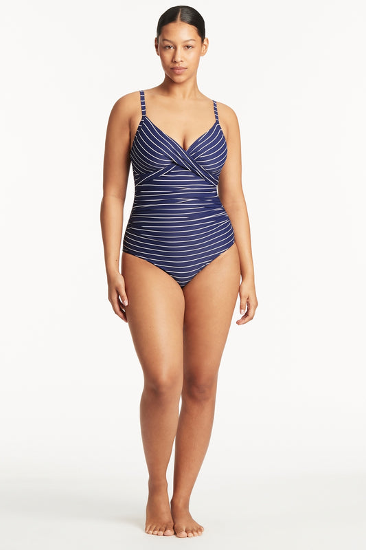 Shoreline Twist Front Dd/E Cup One Piece - Navy