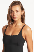 Load image into Gallery viewer, Scalloped Square Neck Bralette One Piece Black