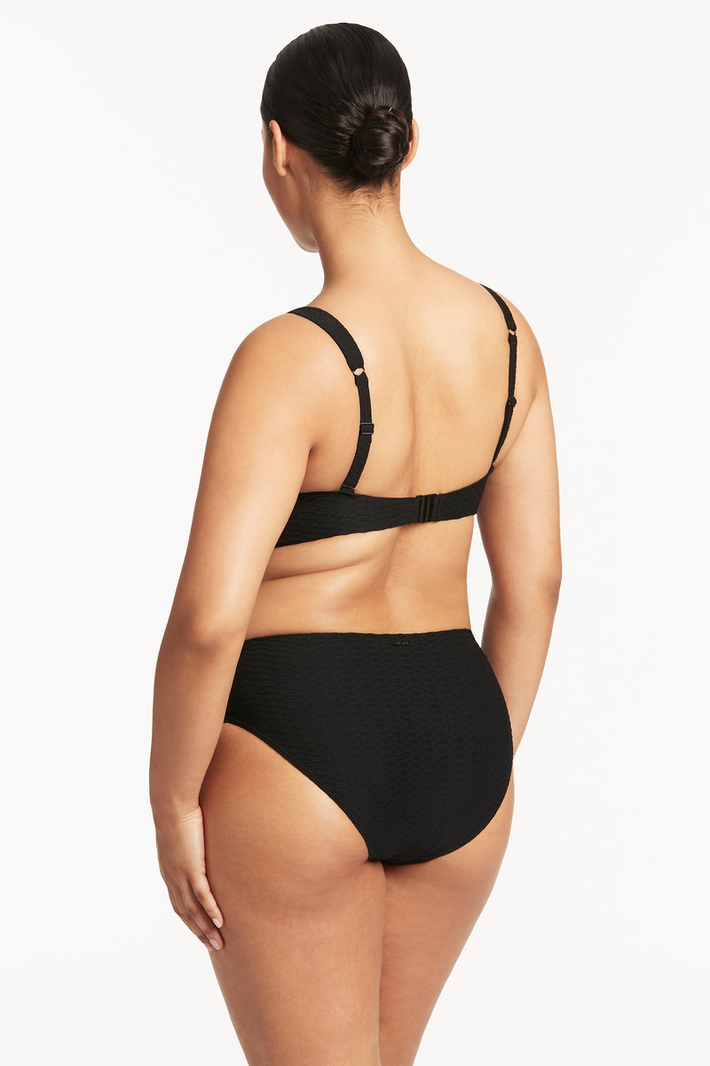 Honeycomb Mid Bikini Pant Black