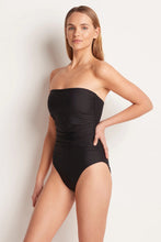 Load image into Gallery viewer, Ruched Bandeau One Piece Black