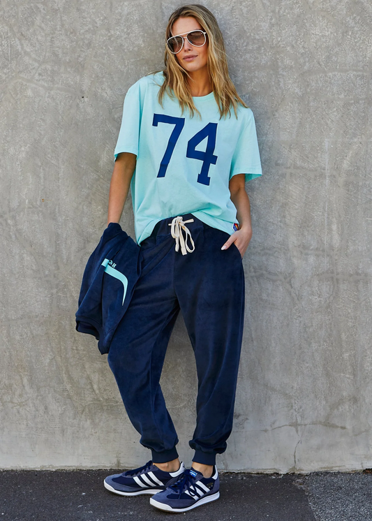 Velour Track Pants Navy