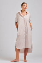 Load image into Gallery viewer, The Annie Short Sleeve Shirt Dress - Stone/White