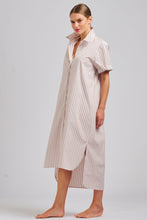 Load image into Gallery viewer, The Annie Short Sleeve Shirt Dress - Stone/White