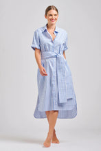 Load image into Gallery viewer, The Annie Short Sleeve Shirt Dress -Pale Blue Stripe
