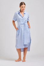 Load image into Gallery viewer, The Annie Short Sleeve Shirt Dress -Pale Blue Stripe