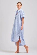 Load image into Gallery viewer, The Annie Short Sleeve Shirt Dress -Pale Blue Stripe
