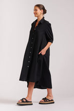 Load image into Gallery viewer, The Anouk Shirt Dress Short Sleeve - Black