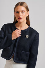 Load image into Gallery viewer, The Audrey Boucle Jacket - French Navy