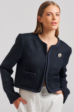 Load image into Gallery viewer, The Audrey Boucle Jacket - French Navy