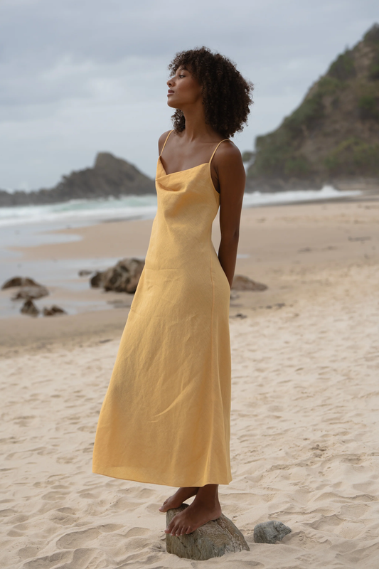 Allegra bias linen dress Butter