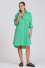 Load image into Gallery viewer, The Classic Cotton Shirt Dress - Double Green Stripe