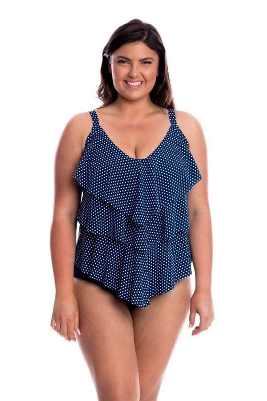 3 Tier Tankini | Navy Dots