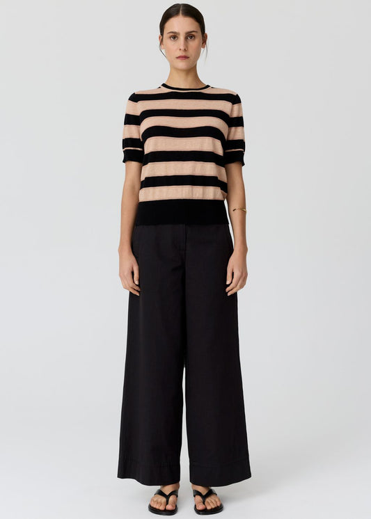 Darcey Stripe Knit Tee Black/Pink