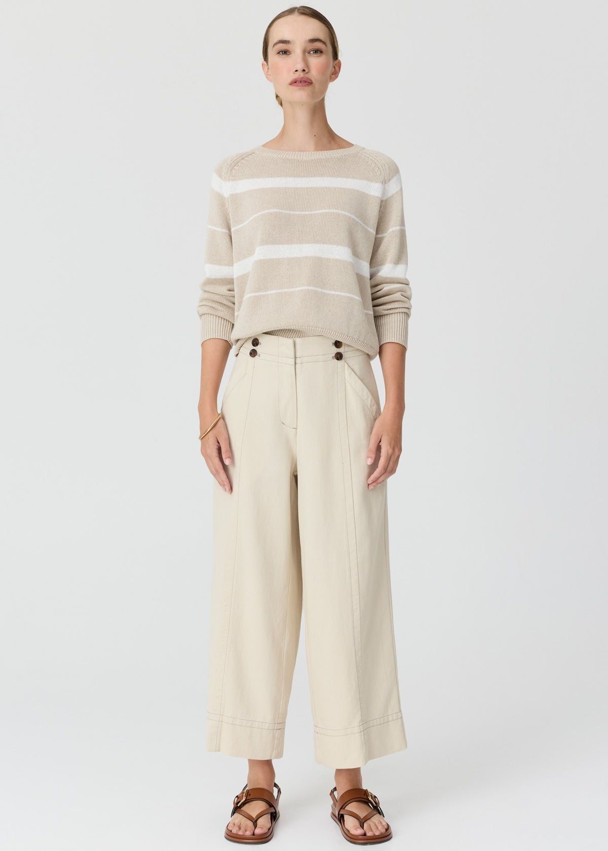 Rosin Stripe Knit Pebble/chalk