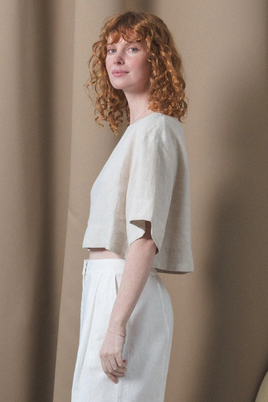Maya Linen Top Oatmeal