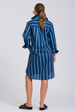 Load image into Gallery viewer, The Popover Shirtdress - Navy with Green Stripe