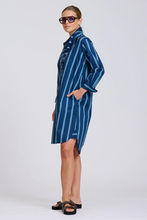 Load image into Gallery viewer, The Popover Shirtdress - Navy with Green Stripe