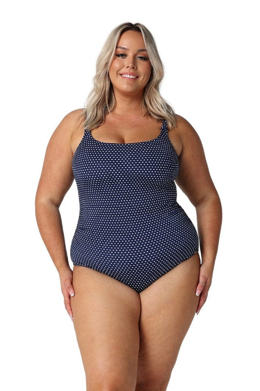 Tank One Piece Navy and White Dots