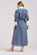 Load image into Gallery viewer, The Leah Oversized Longline Shirtdress - Blue Combo Stripe