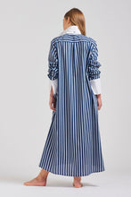 Load image into Gallery viewer, The Leah Oversized Longline Shirtdress - Blue Combo Stripe