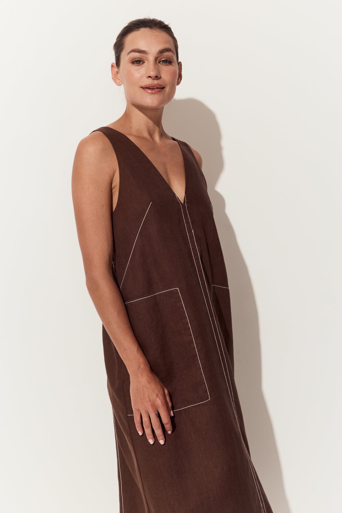 Iris Linen Dress Chocolate