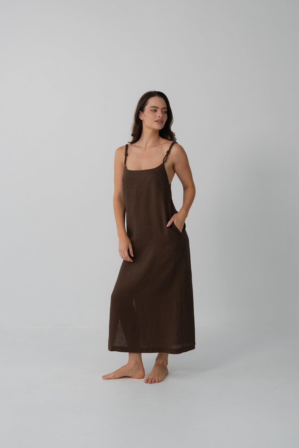 Lia Linen Slip Chocolate