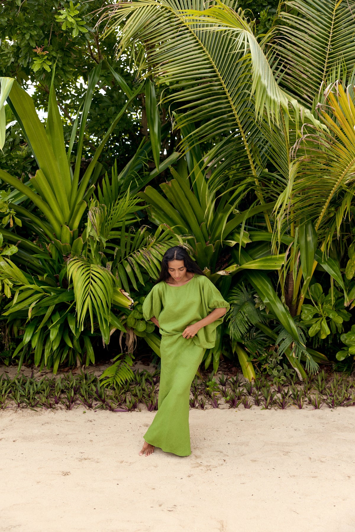 Tina Linen Top Lime