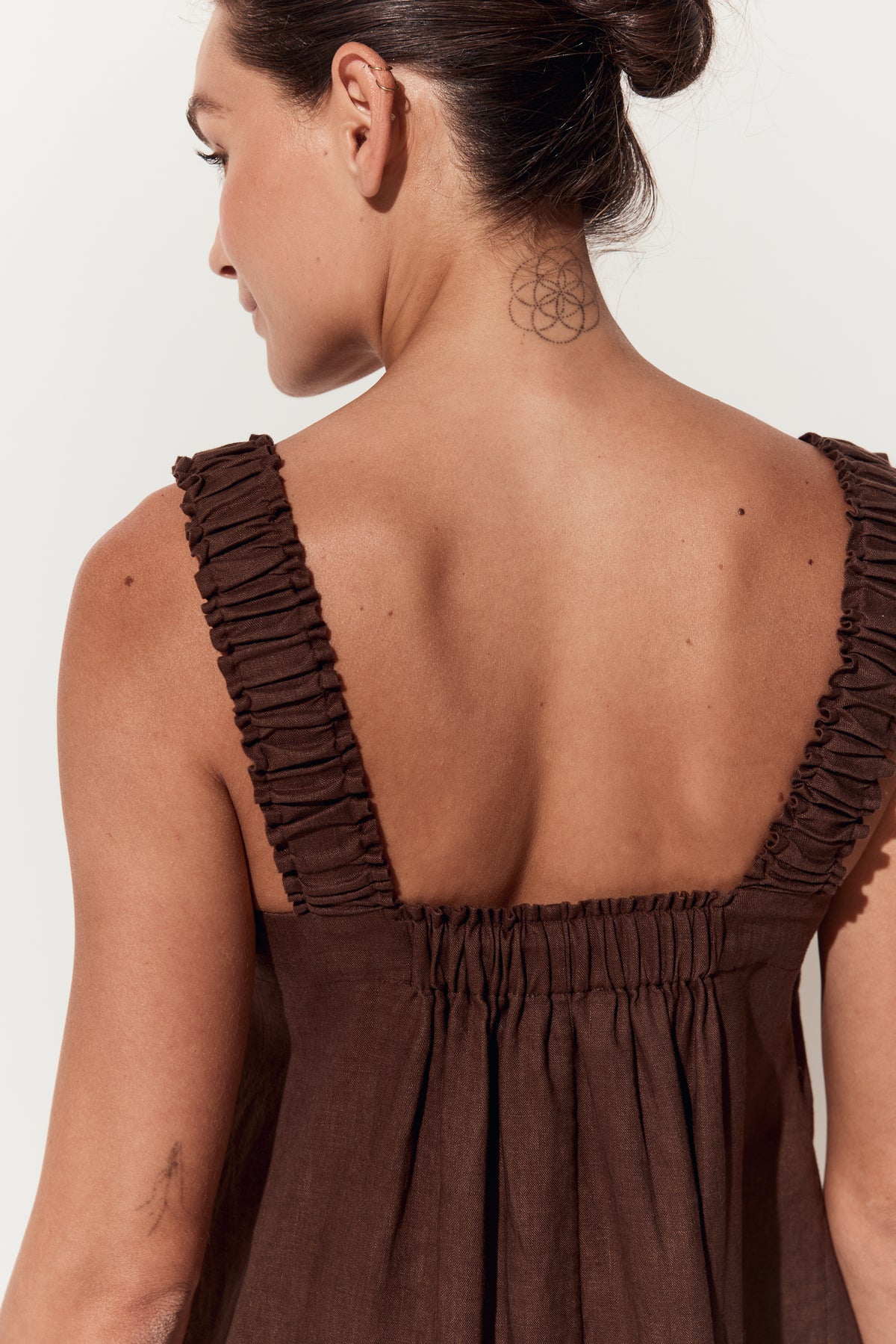 Zahra Linen Dress Chocolate