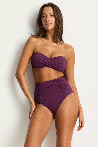 Essentials Edit Super High Waist Gathered Pant Claret