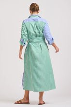 Load image into Gallery viewer, The Luna Oversized Long Shirtdress - Blue/Green Stripe