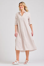 Load image into Gallery viewer, The Luna Long Shirt Dress - Stone/White Stripe