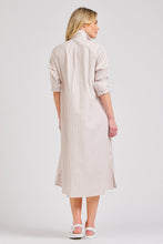 Load image into Gallery viewer, The Luna Long Shirt Dress - Stone/White Stripe