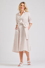 Load image into Gallery viewer, The Luna Long Shirt Dress - Stone/White Stripe