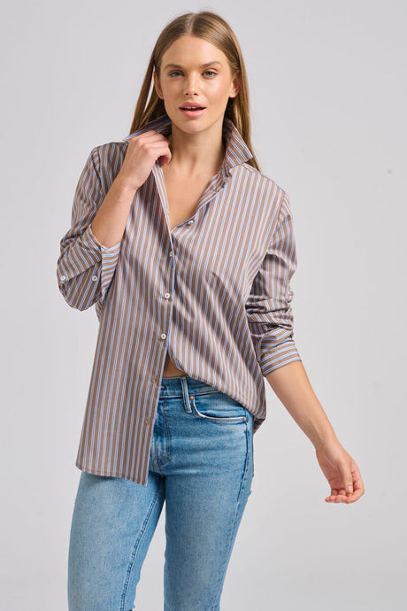 The Classic French Cuff Shirt - Porcini Stripe