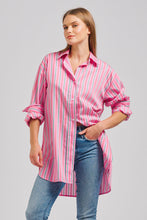 Load image into Gallery viewer, The Oversized Boyfriend Shirt - Pink Multi Stripe