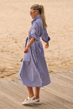 Load image into Gallery viewer, The Luna Oversized Long Shirtdress - Blue/White Stripe